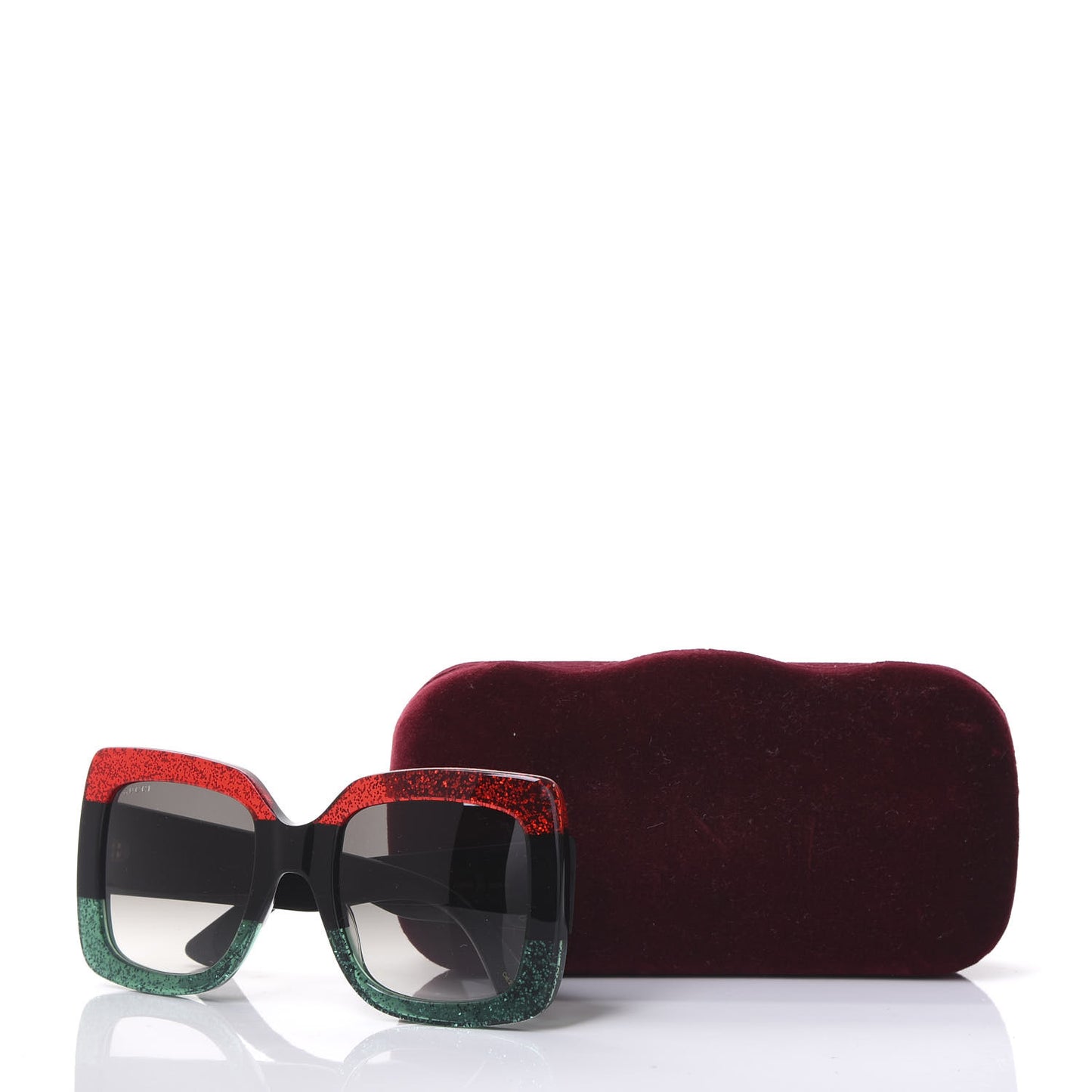 Acetate Square Frame Sunglasses GG0083S Glitter Red Black Green