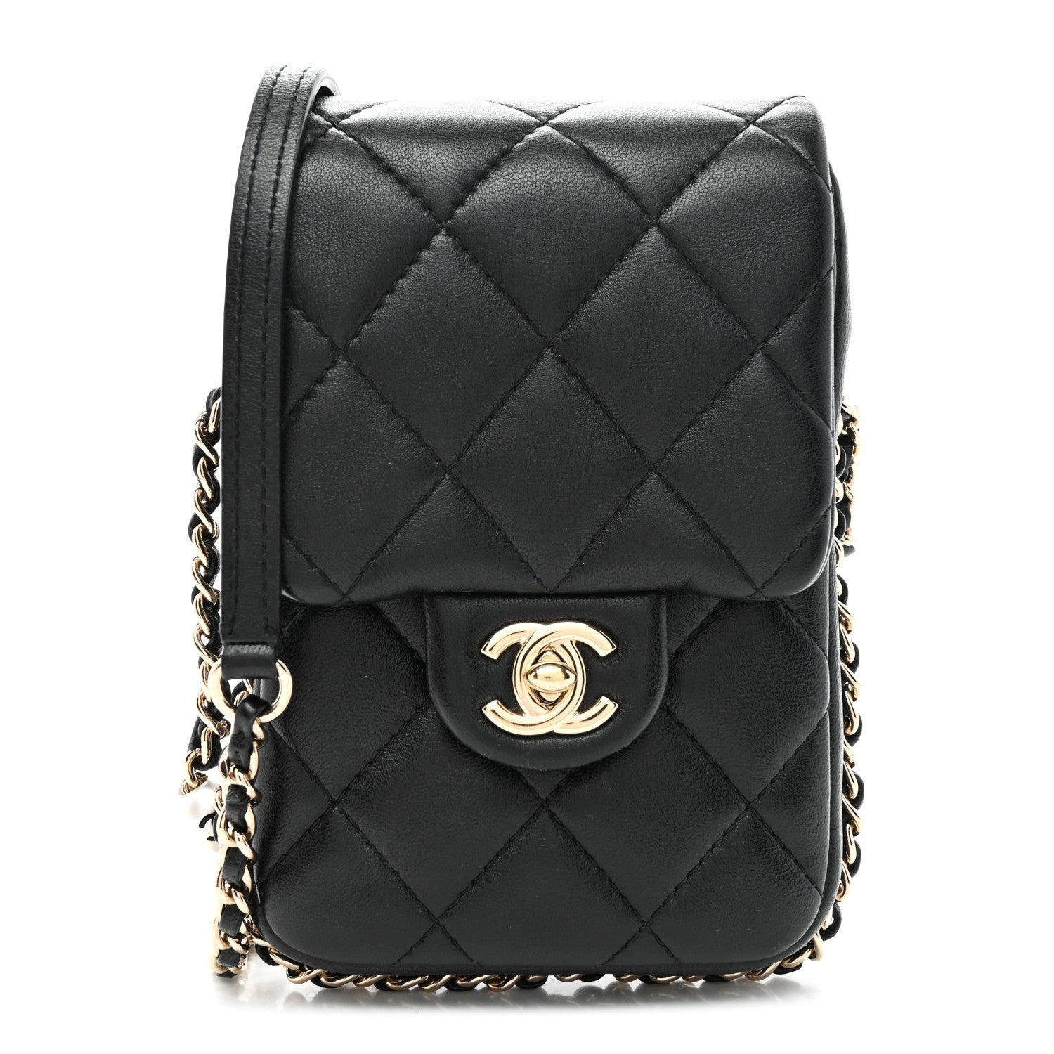 Chanel Lambskin Quilted My Precious Phone Case Flap Bag Black 1 of 12