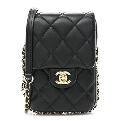 Chanel Lambskin Quilted My Precious Phone Case Flap Bag Black 1 of 12