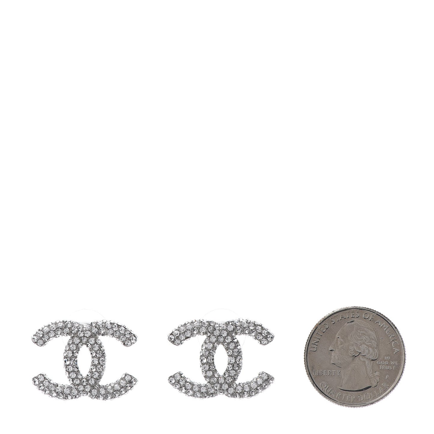 Crystal CC Treasure Chest Earrings Silver