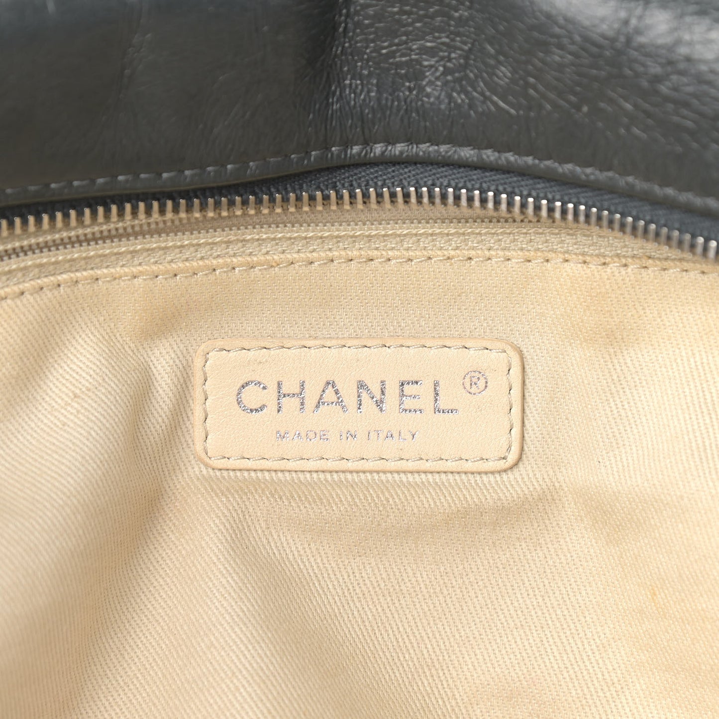 Glazed Goatskin Double Contrast Stitch Large Tote Grey