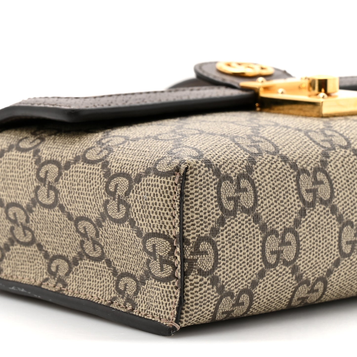 GG Supreme Monogram Calfskin Mini Ophidia Top Handle Bag Beige Ebony New Acero