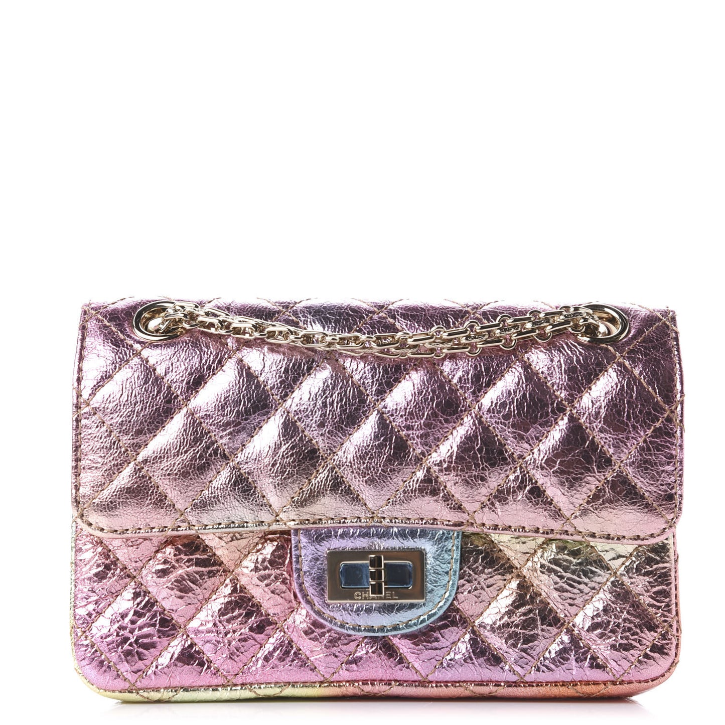 Metallic Goatskin Quilted Mini 2.55 Reissue Flap Multicolor
