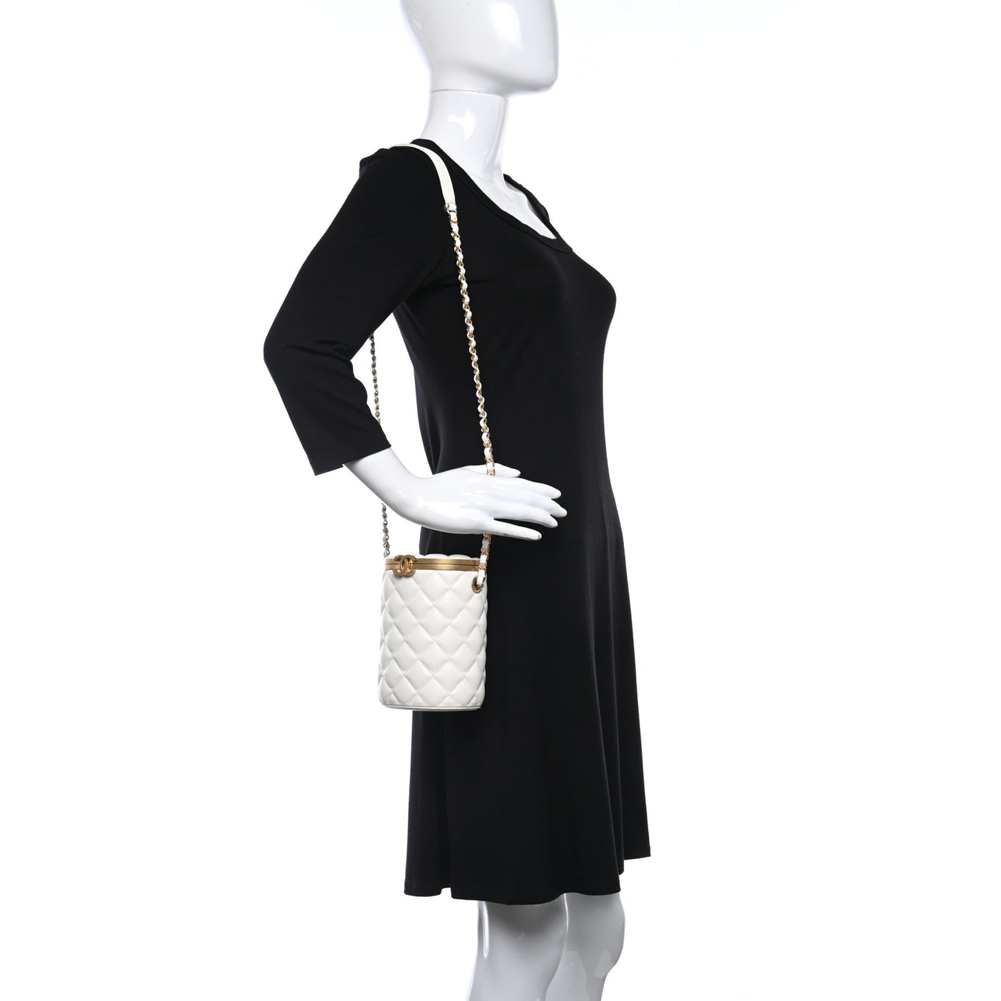 Lambskin Quilted Crown Box Bag White