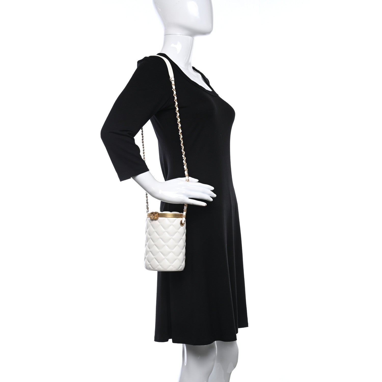 Chanel Lambskin Quilted Crown Box Bag White 2 of 9