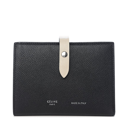Celine Grained Calfskin Medium Multifunction Strap Wallet Black Chalk 1 of 7