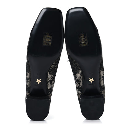 Christian Dior Suede Transparent Mesh Embroidered Roses Naughtily-D Heeled Lace Up Ankle Boots 39.5 Black 6 of 10