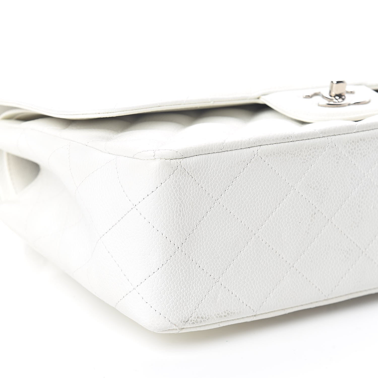 Chanel Caviar Quilted Jumbo Double Flap White 8 of 10