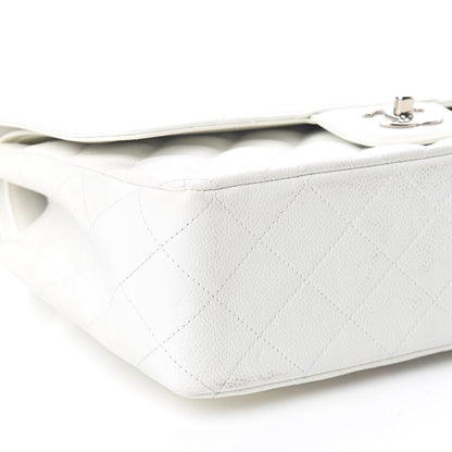 Chanel Caviar Quilted Jumbo Double Flap White 8 of 10
