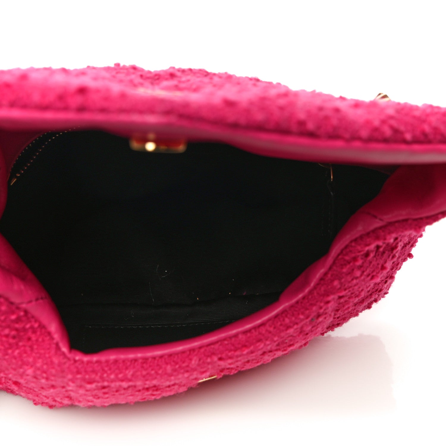 Saint Laurent Shearling Quilted Toy Loulou Puffer Monogram Chain Satchel Fuchsia 5 of 11