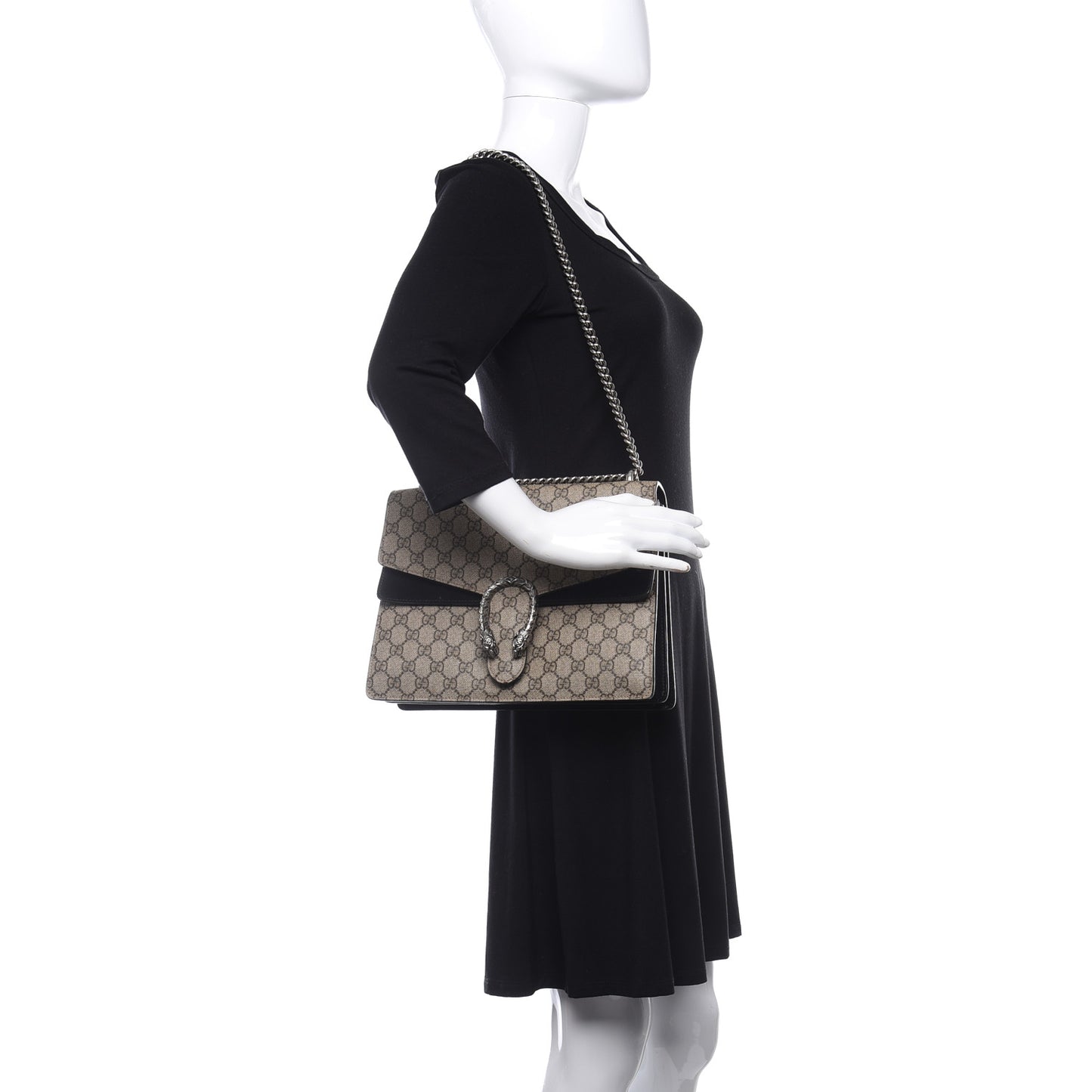 GG Supreme Monogram Medium Dionysus Shoulder Bag Black