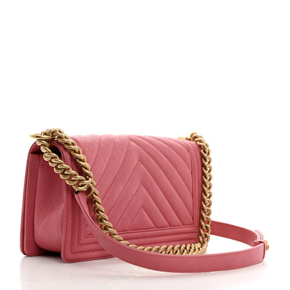 Chanel Caviar Chevron Quilted Medium Boy Flap Pink 3 of 10