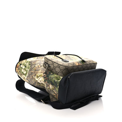 Gucci GG Supreme Monogram Blooms Medium Single Buckle Backpack Beige New Military Black 4 of 12