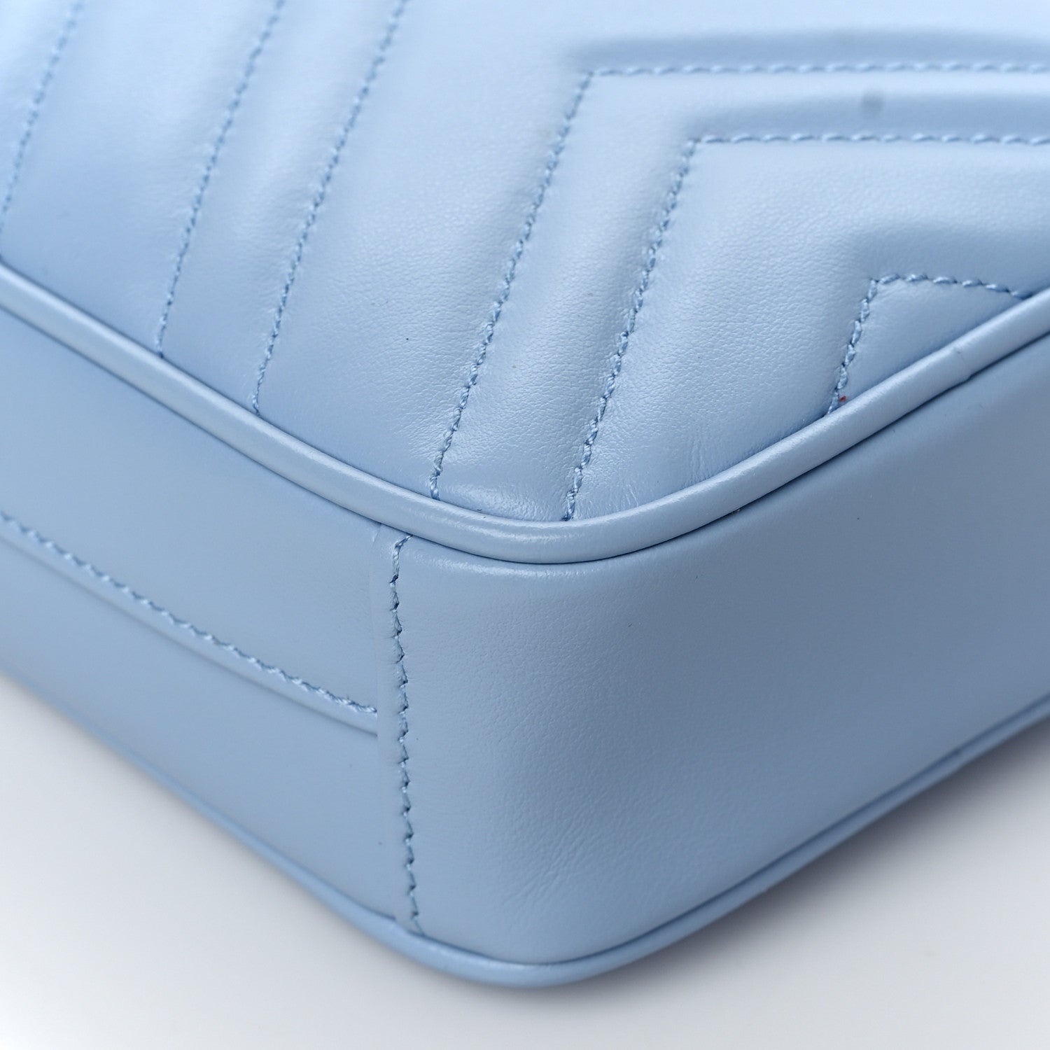 Gucci Calfskin Matelasse Mini GG Marmont Crossbody Bag Porcelain Light Blue 9 of 10