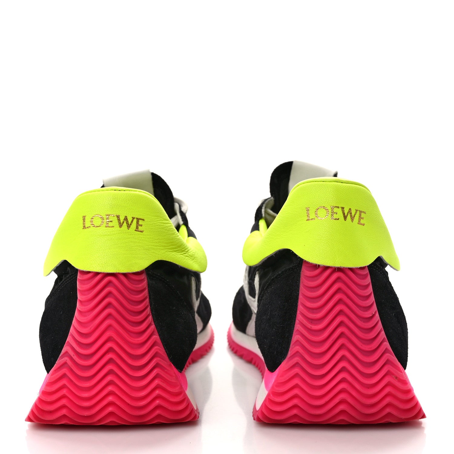 Loewe Suede Nylon Womens Flow Runner Sneakers 39 Black Neon Pink 5 of 11