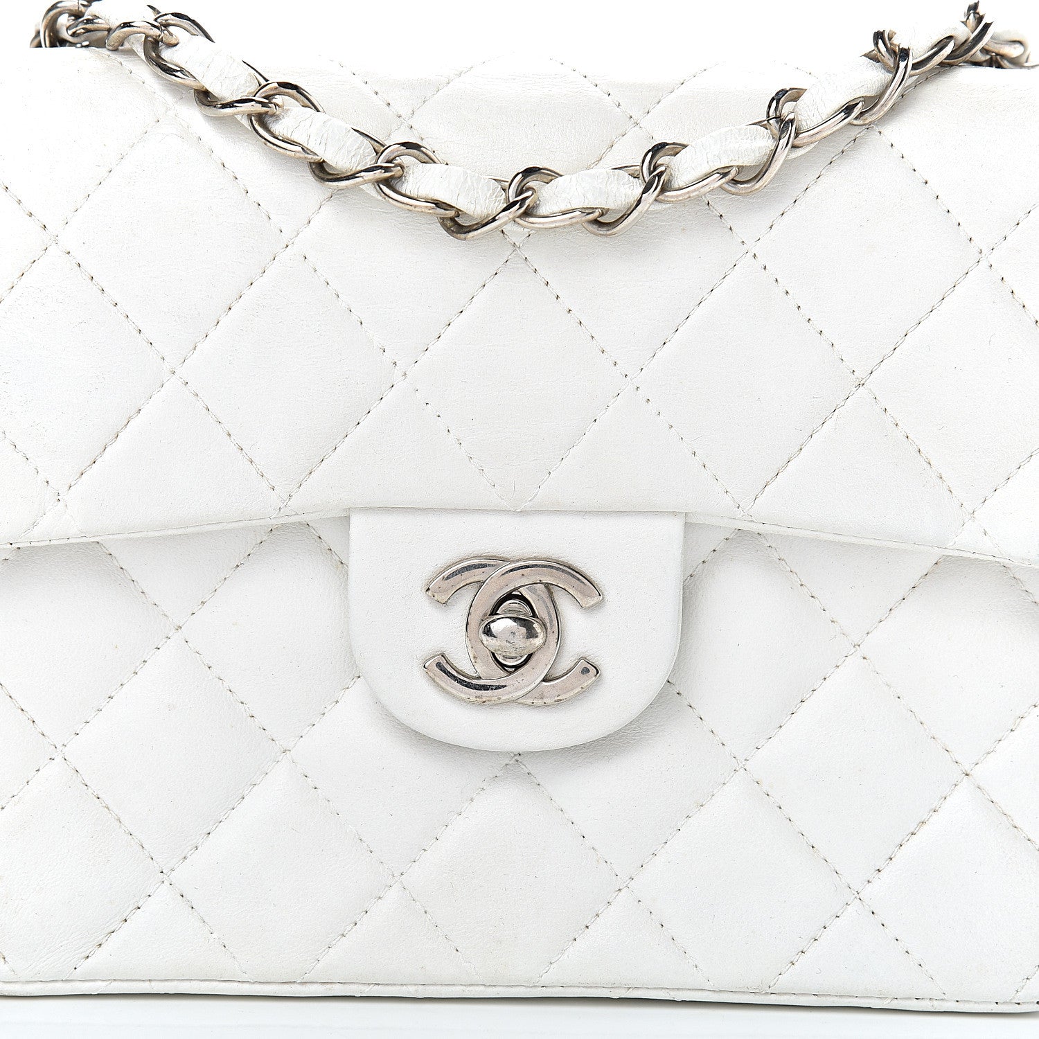 Chanel Lambskin Quilted Mini Square Flap White 7 of 17