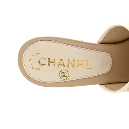 Chanel CC Turnlock Sandals 35 Beige White 8 of 12