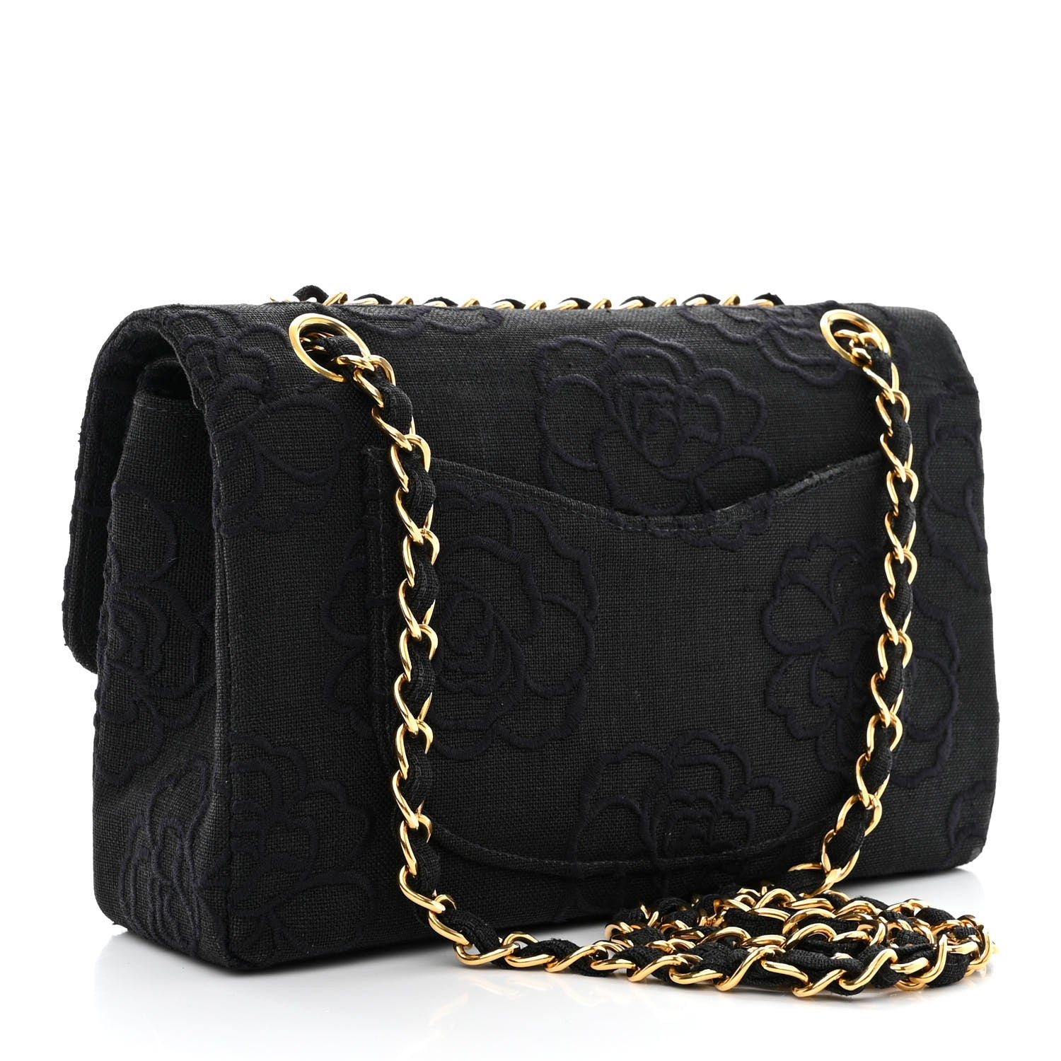 Chanel Canvas Camellia Embroidered Small Double Flap Black 3 of 13