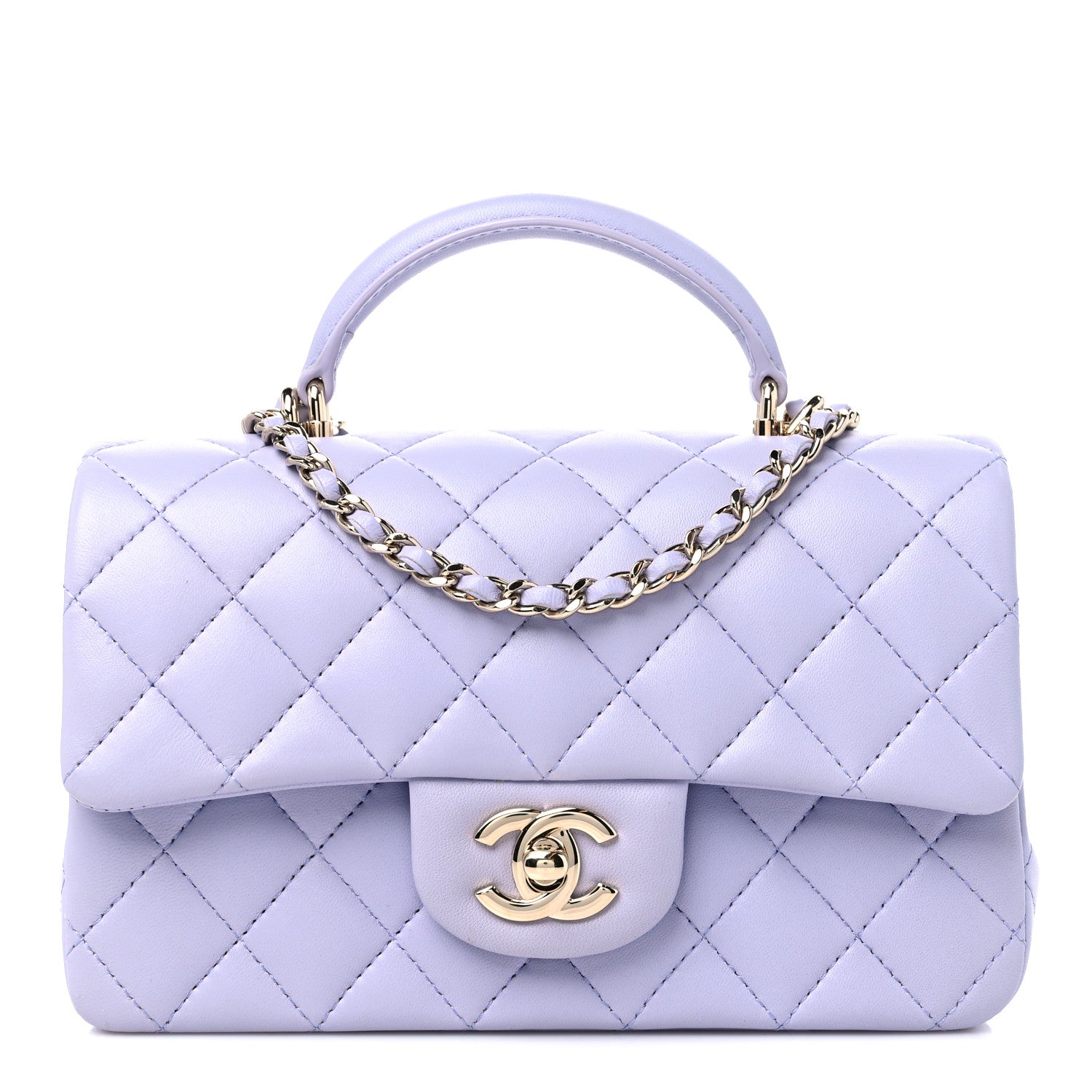 Chanel Lambskin Quilted Mini Top Handle Rectangular Flap Light Purple 1 of 10