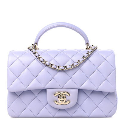 Chanel Lambskin Quilted Mini Top Handle Rectangular Flap Light Purple 1 of 10