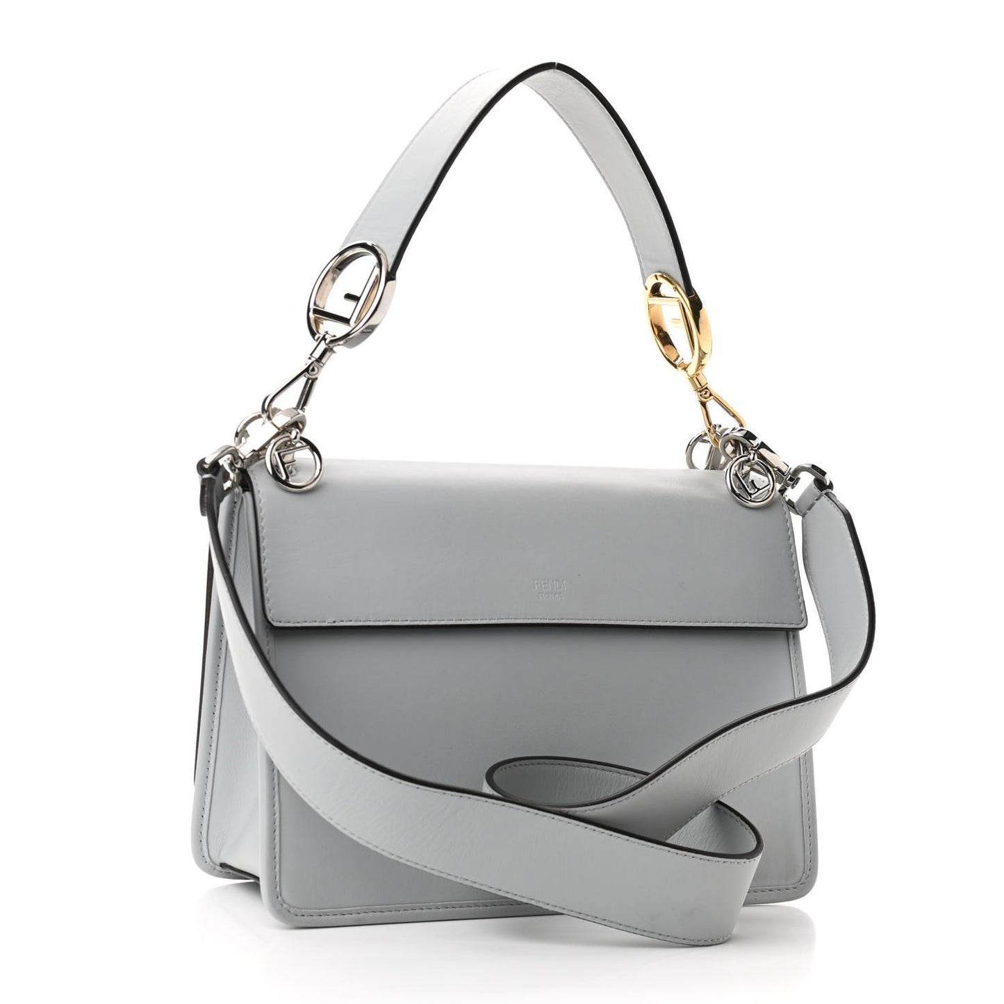 Vitello Century Opaco F is Fendi Kan I Shoulder Bag Grigio Perla