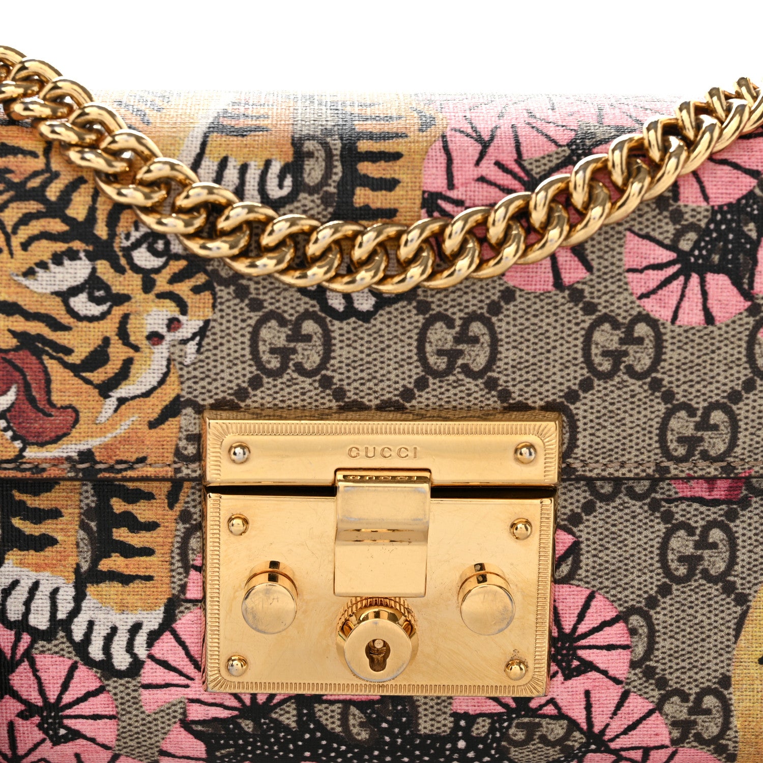 Gucci GG Supreme Monogram Bengal Small Padlock Shoulder Bag Beige Pink 8 of 14