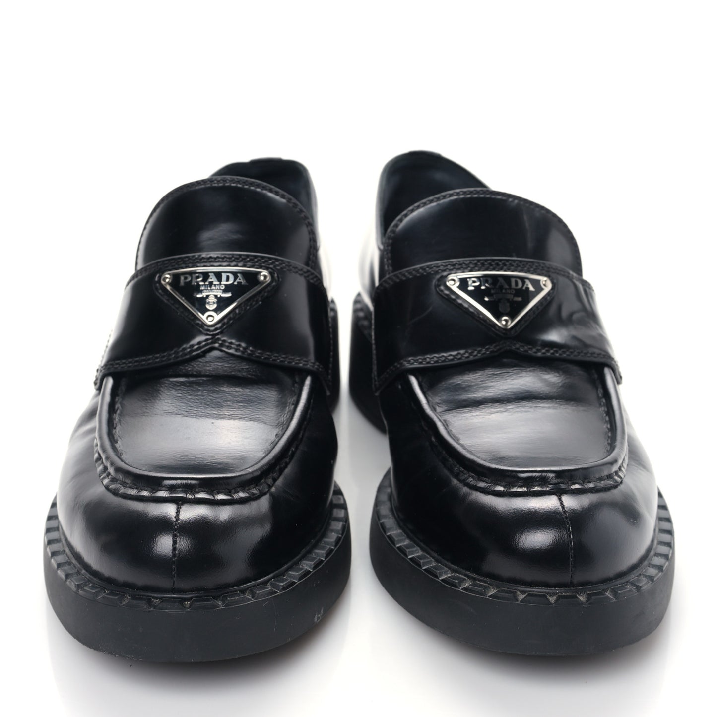 Spazzolato Metal Triangle Logo 50mm Loafers 38 Black