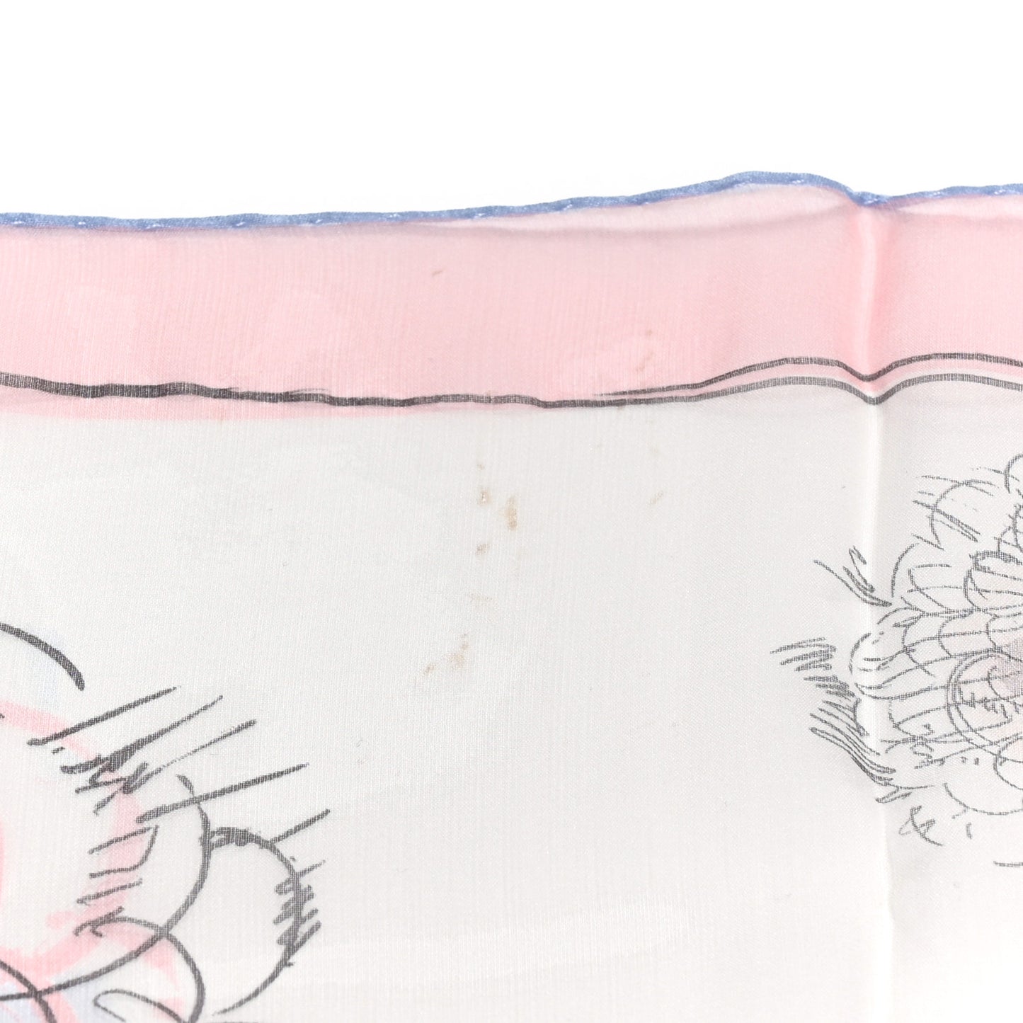 Silk Camellia Sketch Scarf White Light Pink
