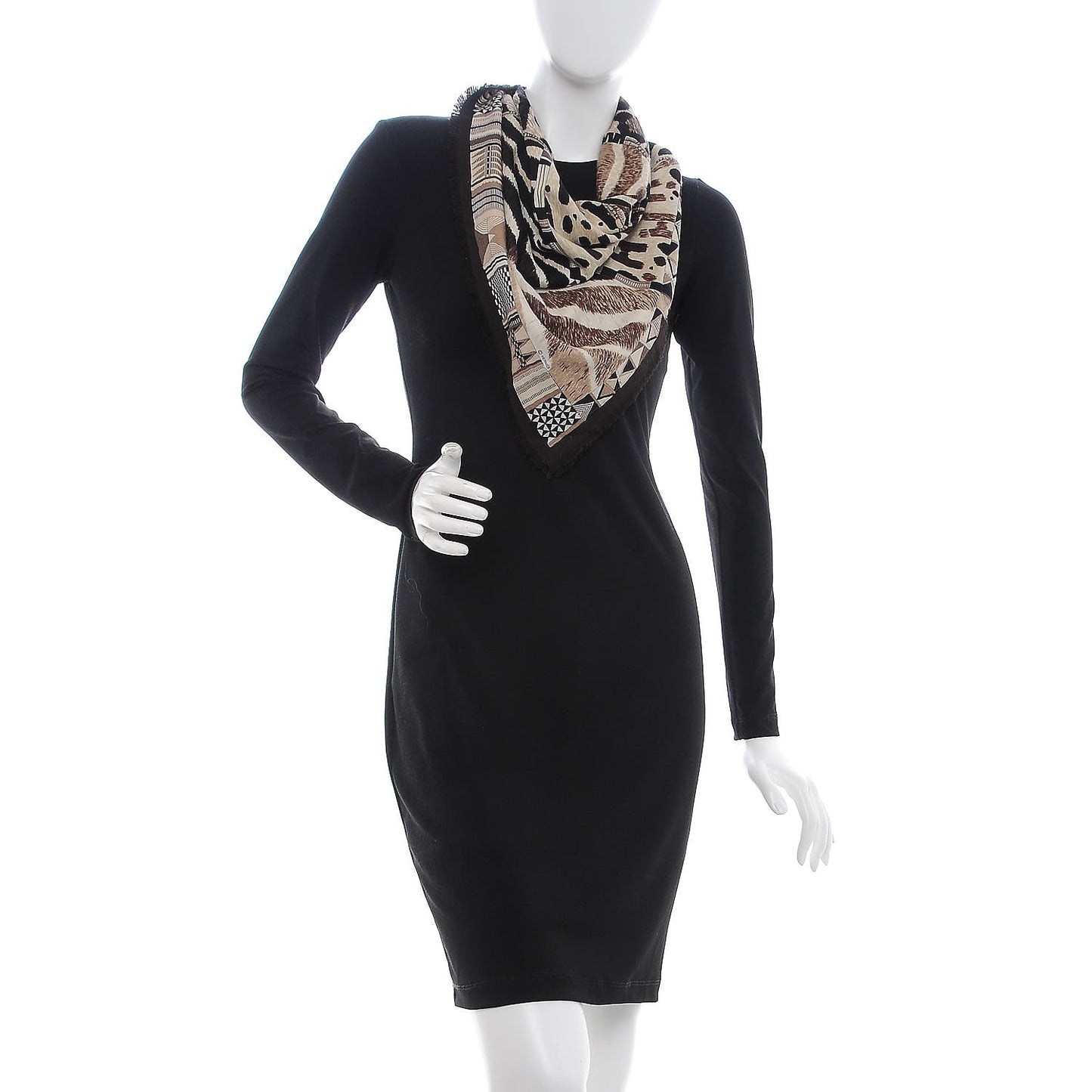 Cashmere Silk Pelages et Camouflage Fringed Scarf 90