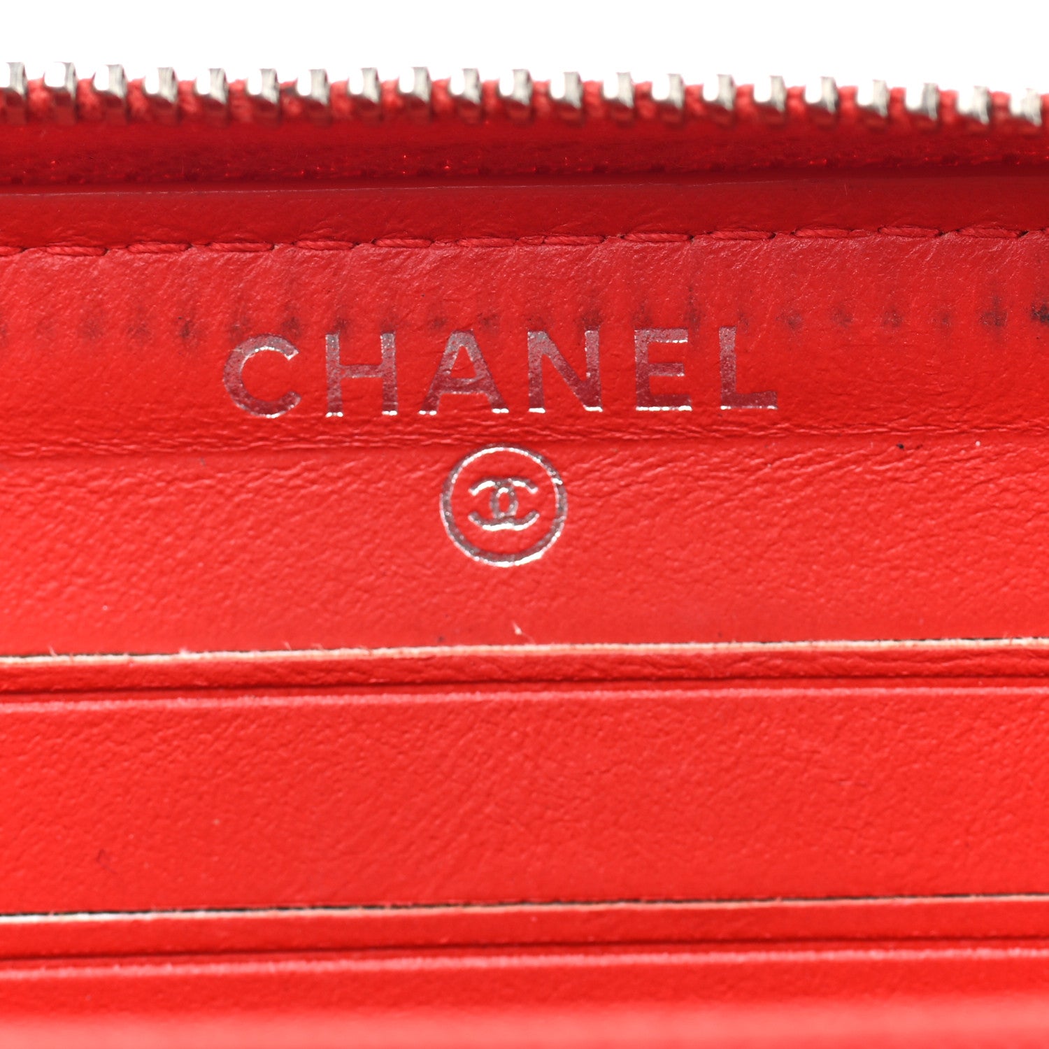 Chanel Caviar Chevron Quilted Medium Zip Around Wallet Red 6 of 18