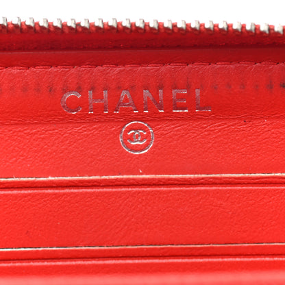 Chanel Caviar Chevron Quilted Medium Zip Around Wallet Red 6 of 18