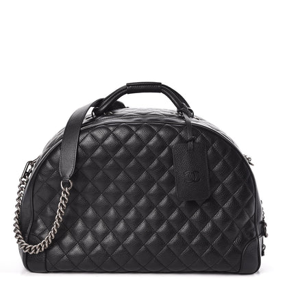 Chanel Calfskin Quilted Large Airlines Round Trip Bowling Bag Black 1 of 11