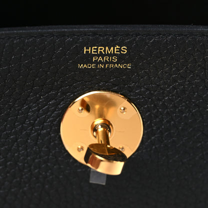 Hermes Taurillon Clemence Lindy 26 Black 6 of 10