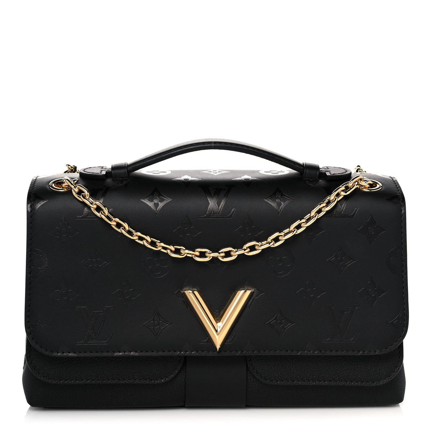Monogram Cuir Plume Ecume Very Chain Bag Black
