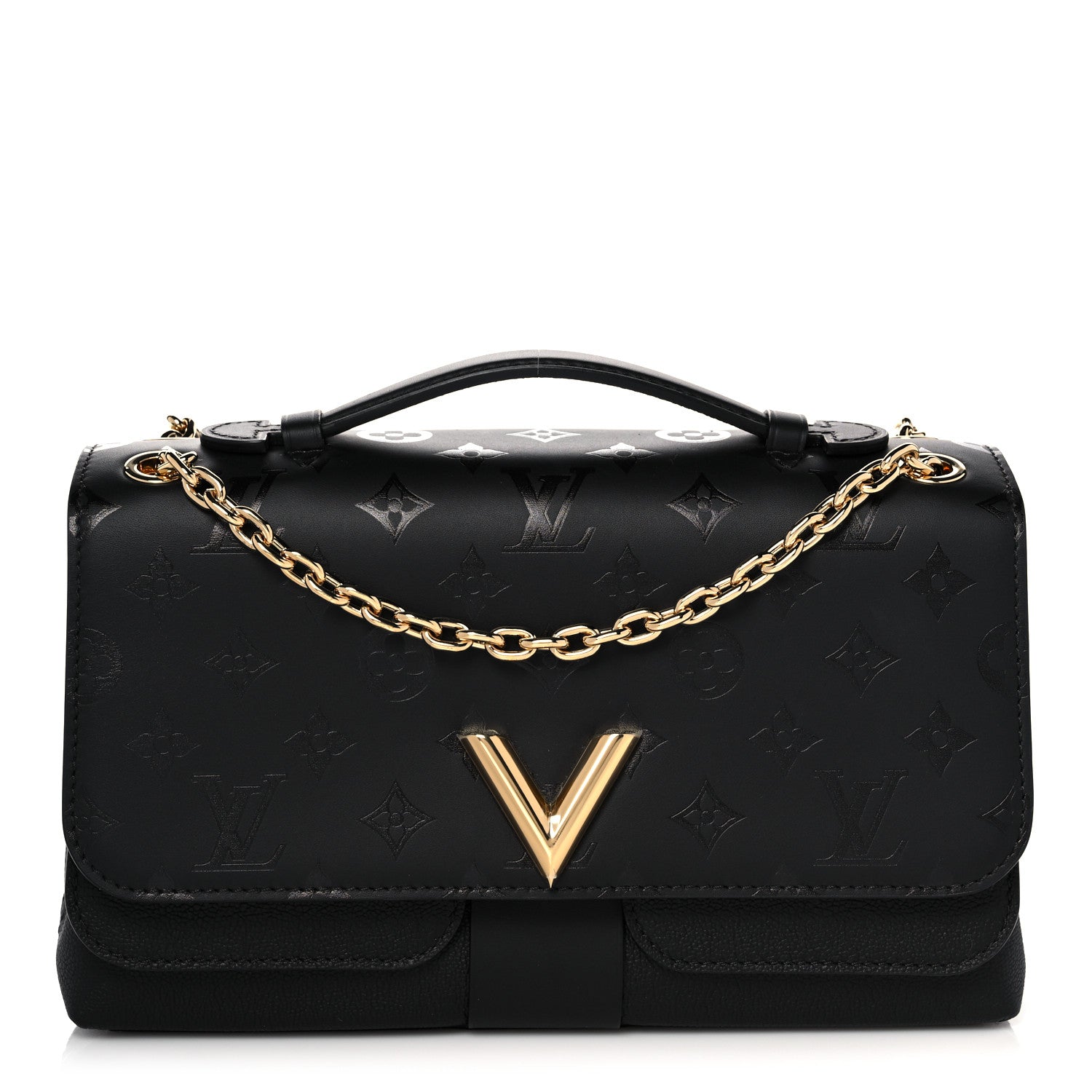 Louis Vuitton Monogram Cuir Plume Ecume Very Chain Bag Black 1 of 11