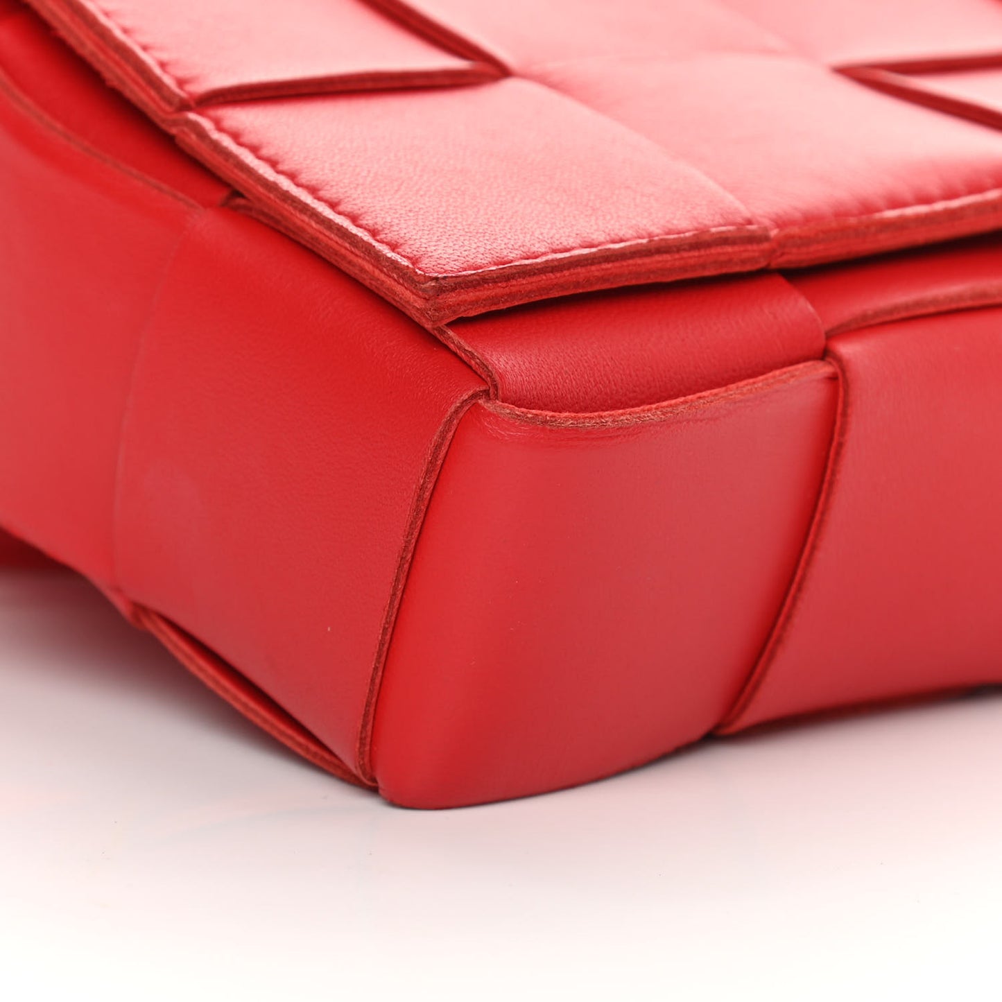 Lambskin Maxi Intrecciato Cassette Crossbody Bag Bright Red