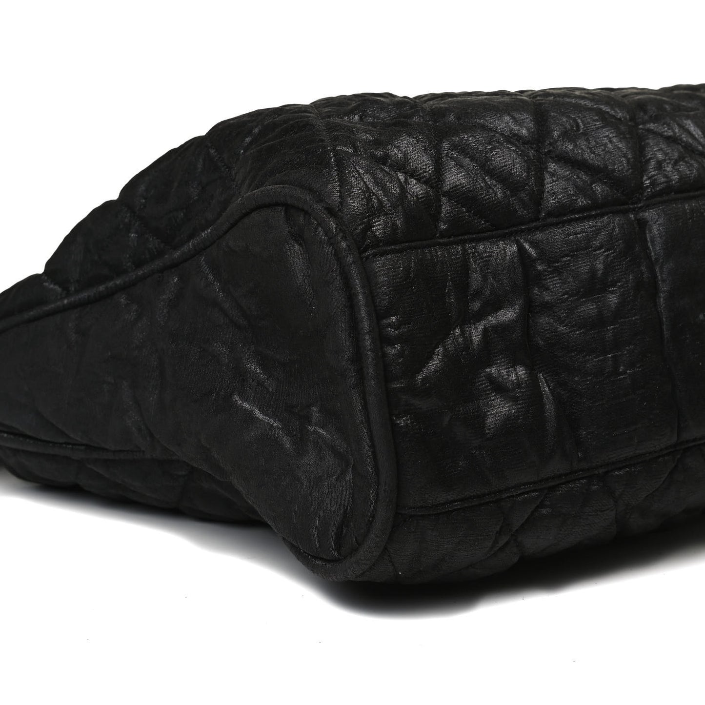Crinkled Coated Canvas Le Marais Hobo Black