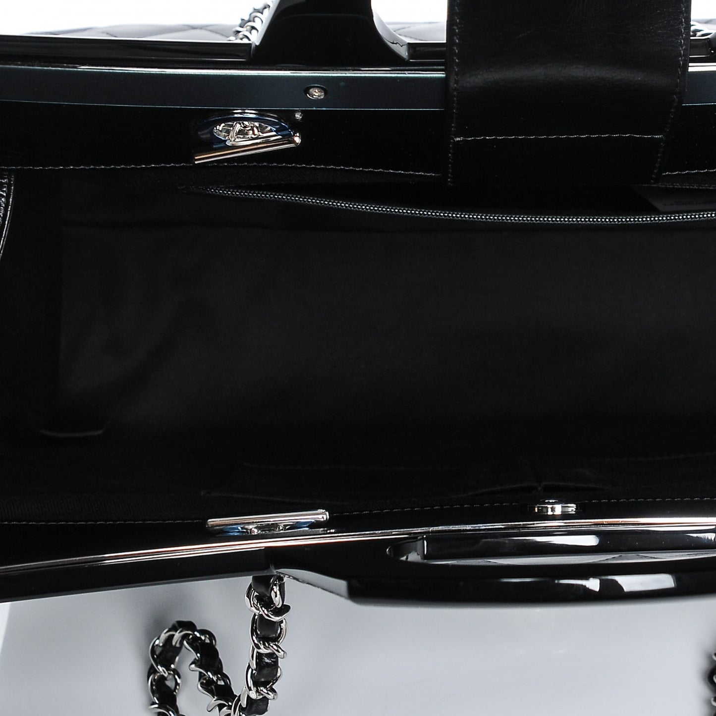 Glazed Calfskin Quilted Large CC Delivery Tote Black