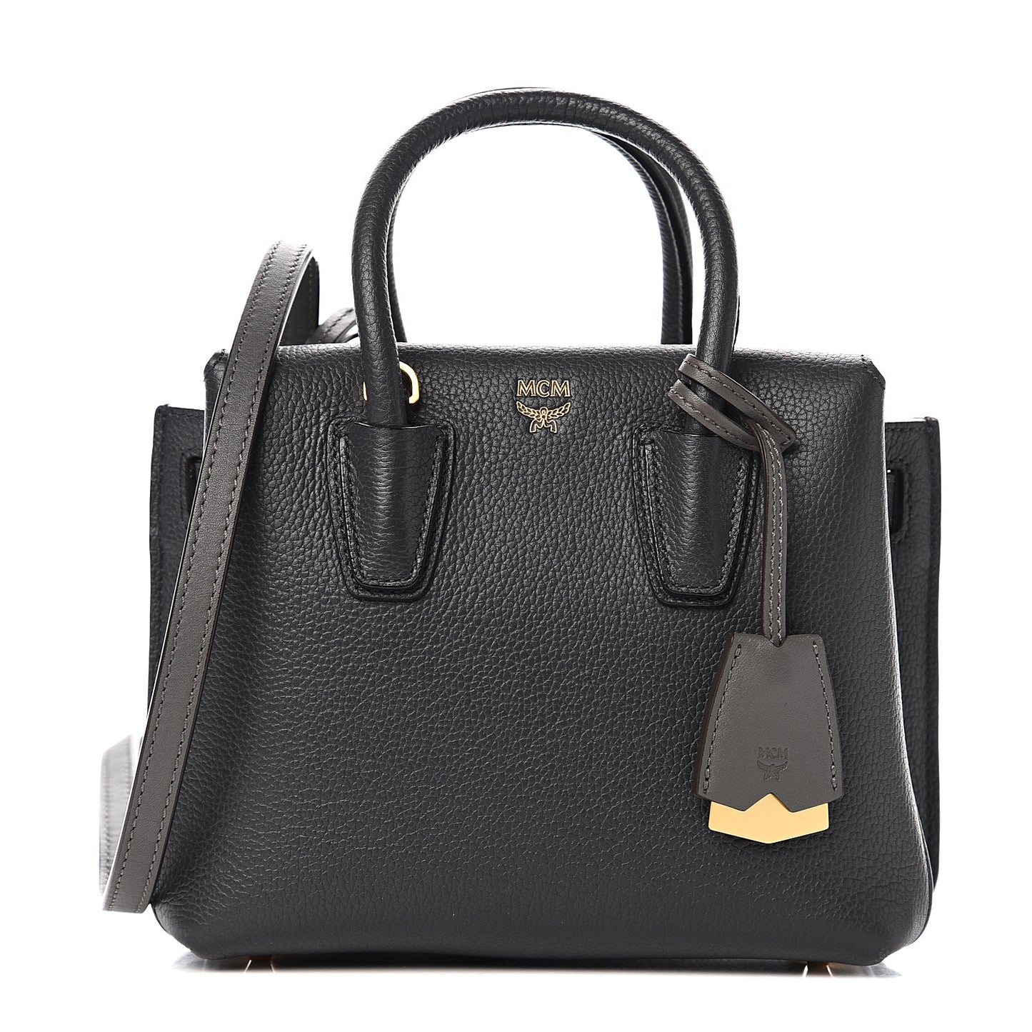 Grained Calfskin Mini Milla Tote Phantom Grey