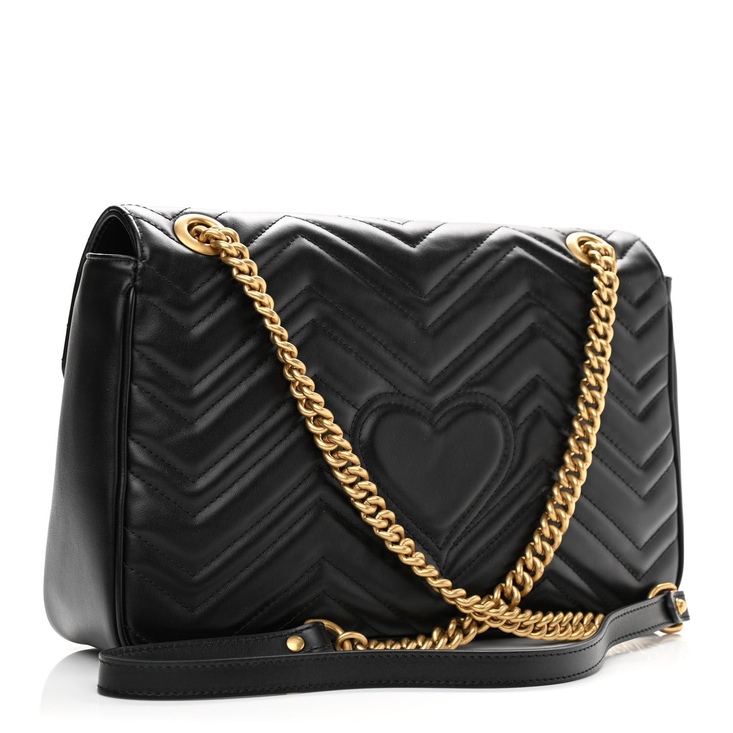 Calfskin Matelasse Medium GG Marmont Shoulder Bag Black