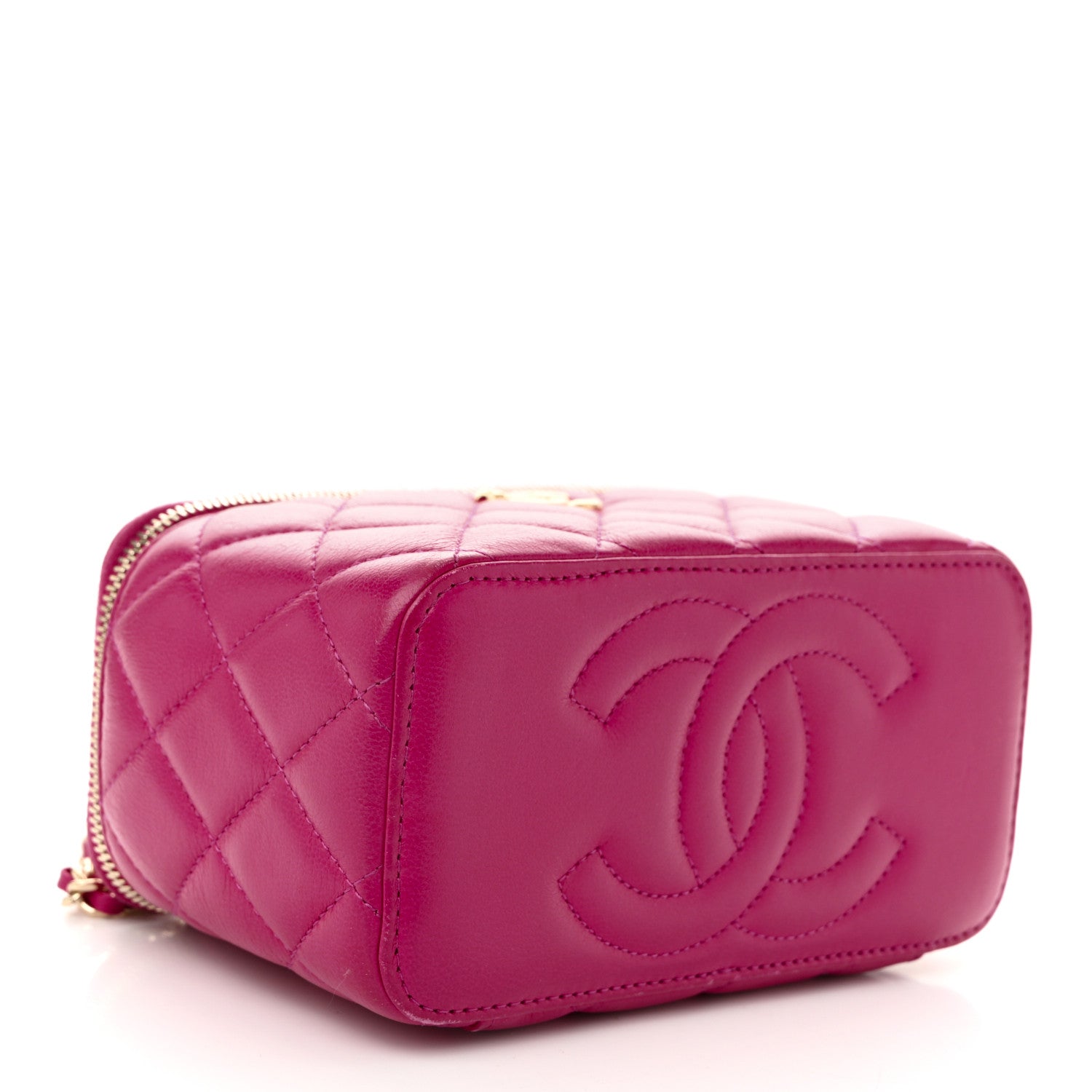 Chanel Lambskin Quilted Small Charming Top Handle Vanity Case With Chain Dark Pink 4 of 11