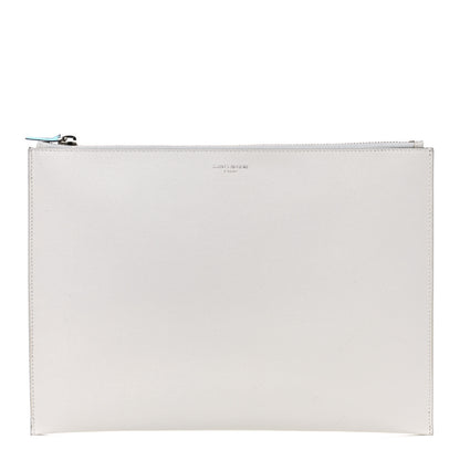 Saint Laurent Grain de Poudre Zipped Document Holder White 1 of 12