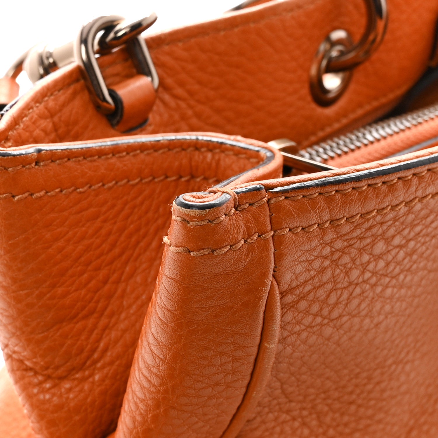 Gucci Cellarius Calfskin Medium Bamboo Shopper Tote  Orange 9 of 18
