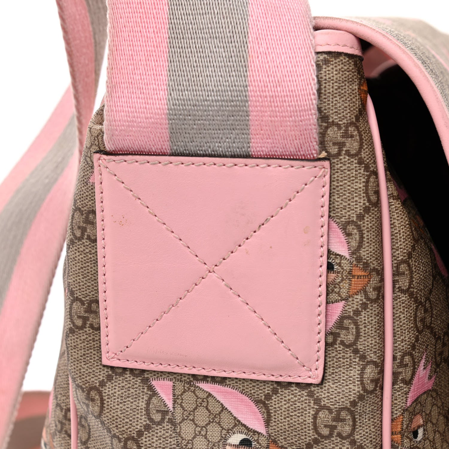 Gucci GG Supreme Monogram Zoo Birds Messenger Print Diaper Bag Pink 10 of 11