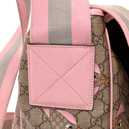 Gucci GG Supreme Monogram Zoo Birds Messenger Print Diaper Bag Pink 10 of 11