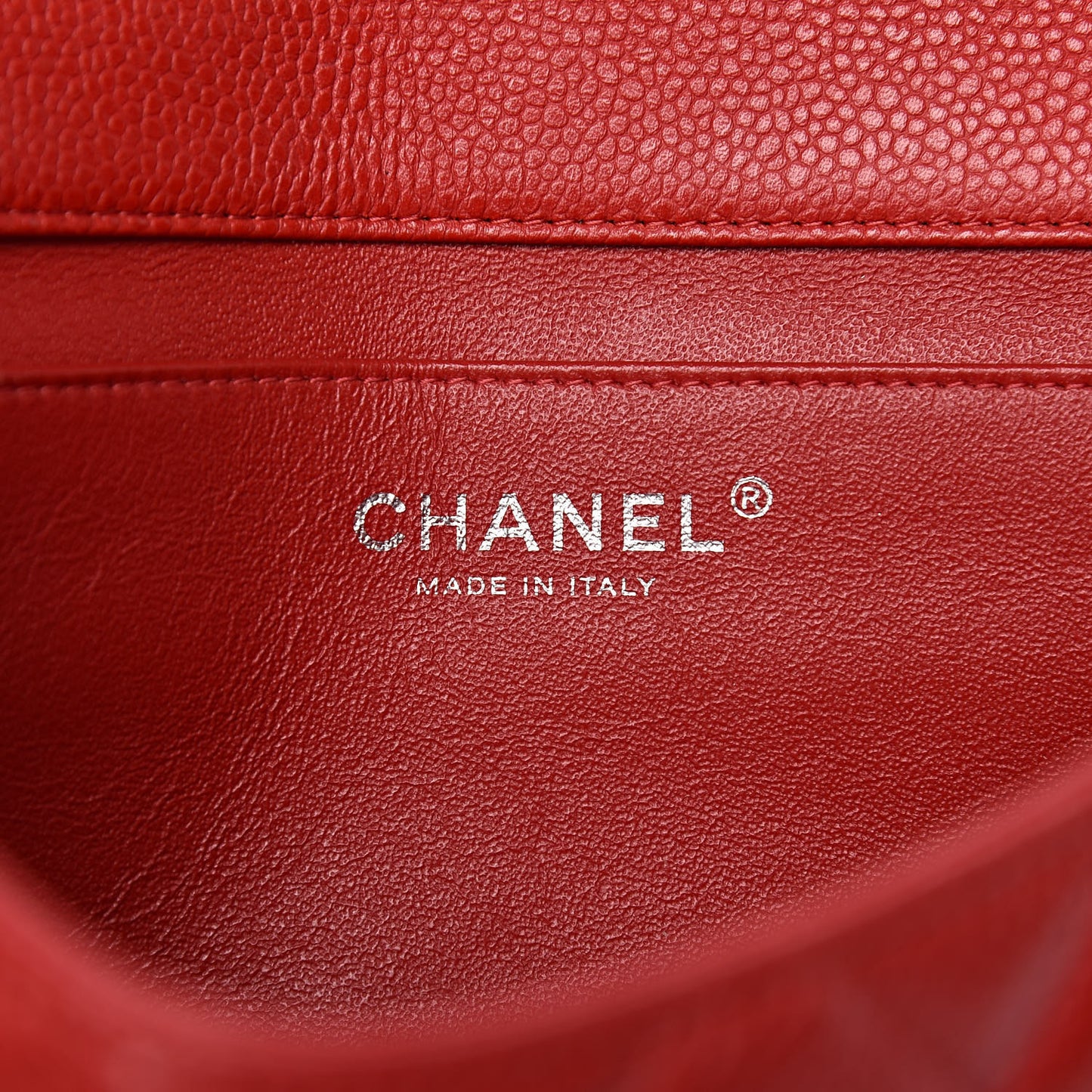 Caviar Quilted Clutch With Chain Flap Red