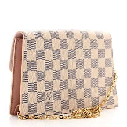 Louis Vuitton Damier Azur Croisette Chain Wallet Rose Ballerine 3 of 9