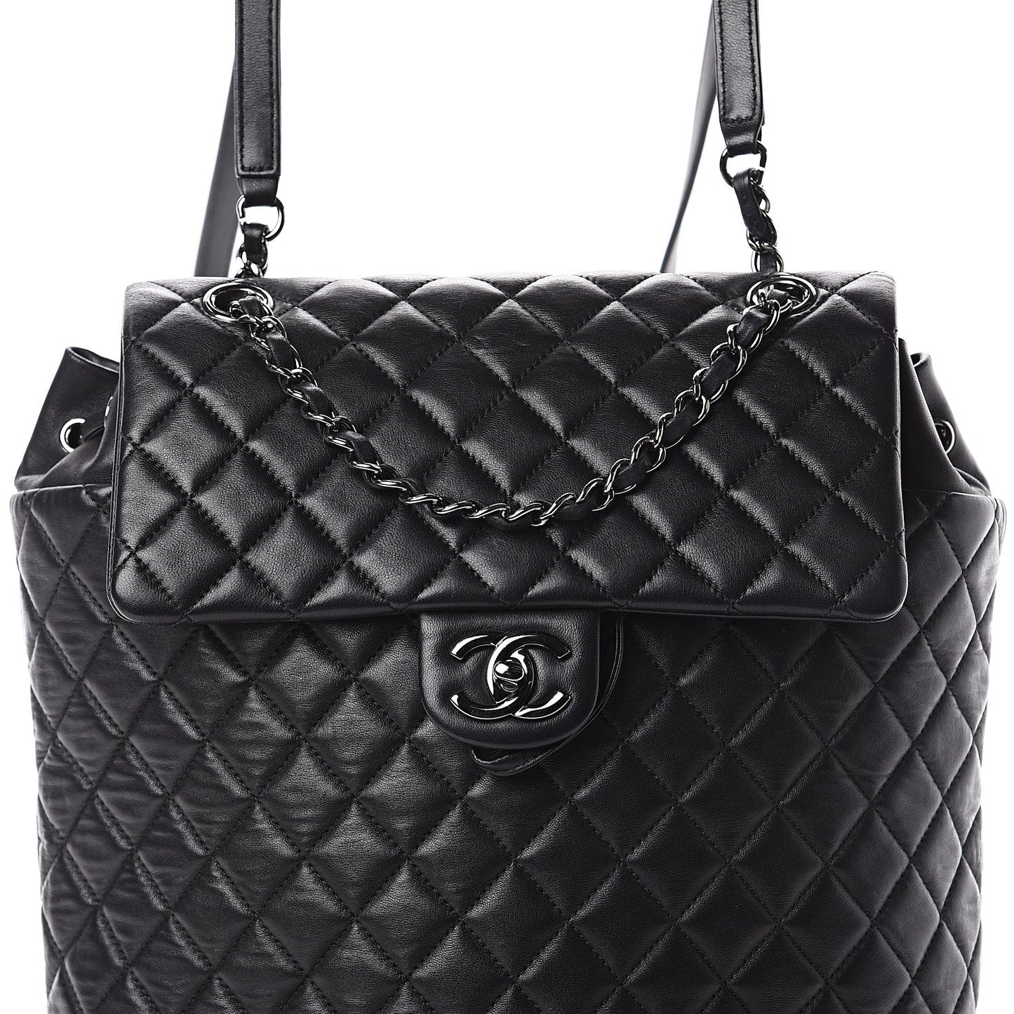 Lambskin Quilted Large Urban Spirit Backpack Black