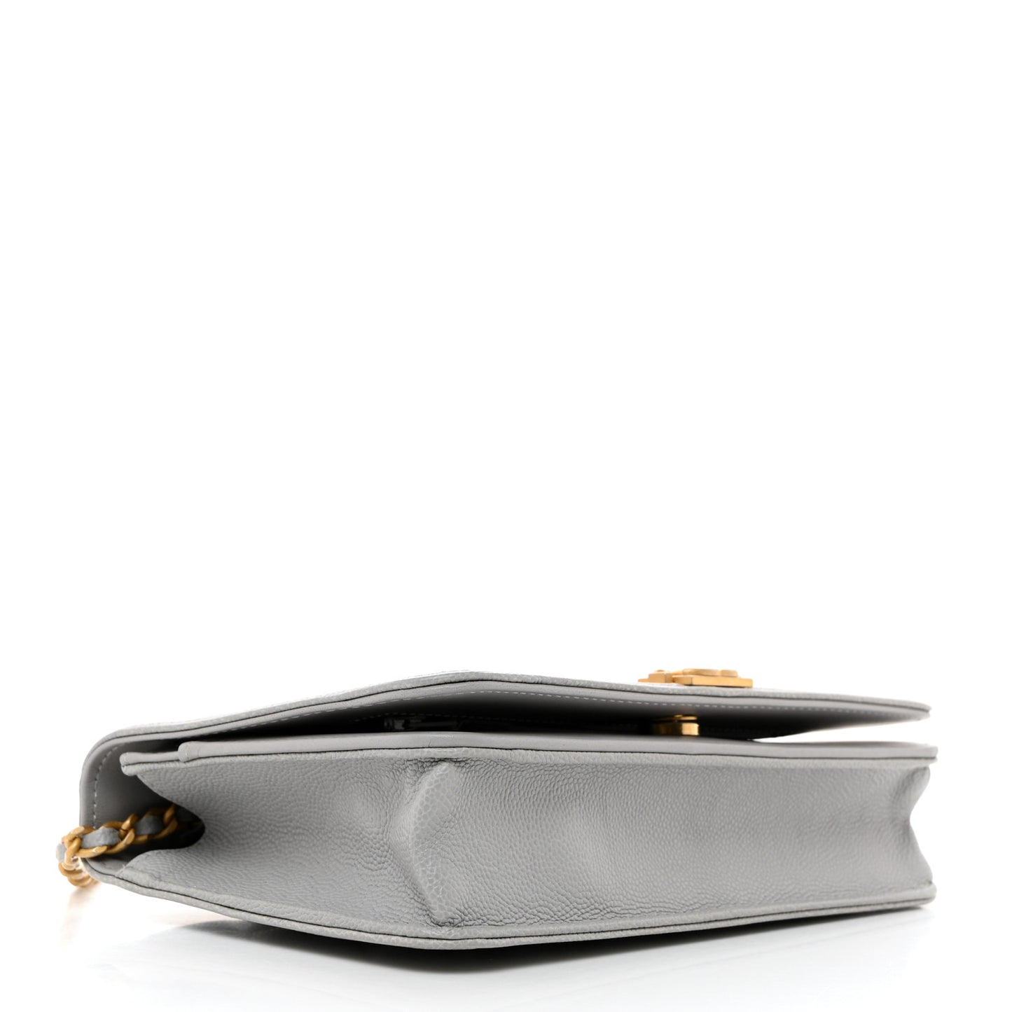 Caviar Quilted Boy Wallet On Chain WOC Grey