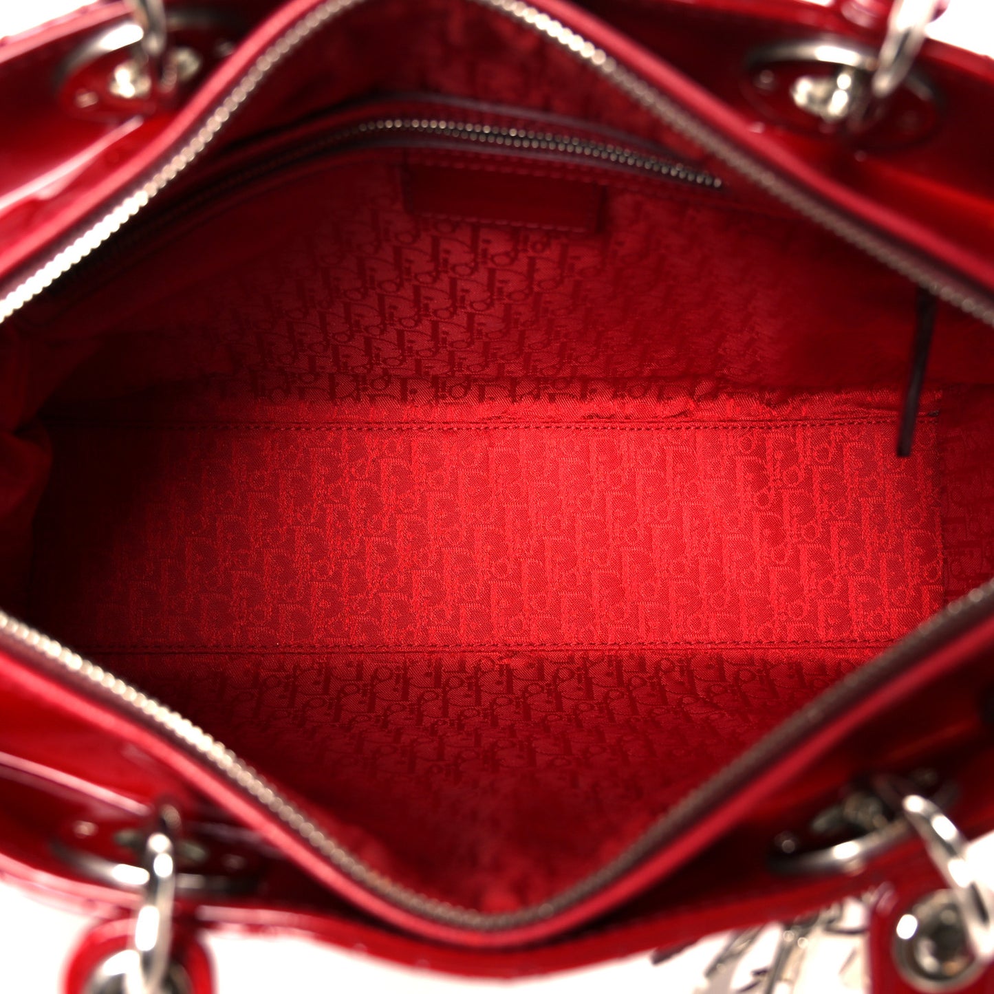 Patent Cannage Large Lady Dior Red